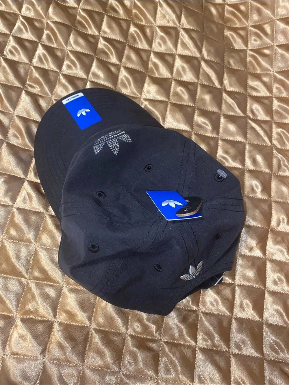 adidas Black Baseball Cap with Crystal Trefoil